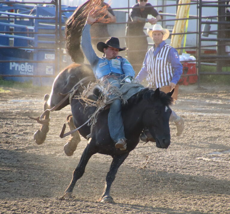 Tanner Jarrett of South Heart N.D. competes in Bare Back Horse Riding scaled e1756127471986