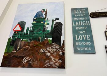 photo of tractor painting in Miss Bs Cafe