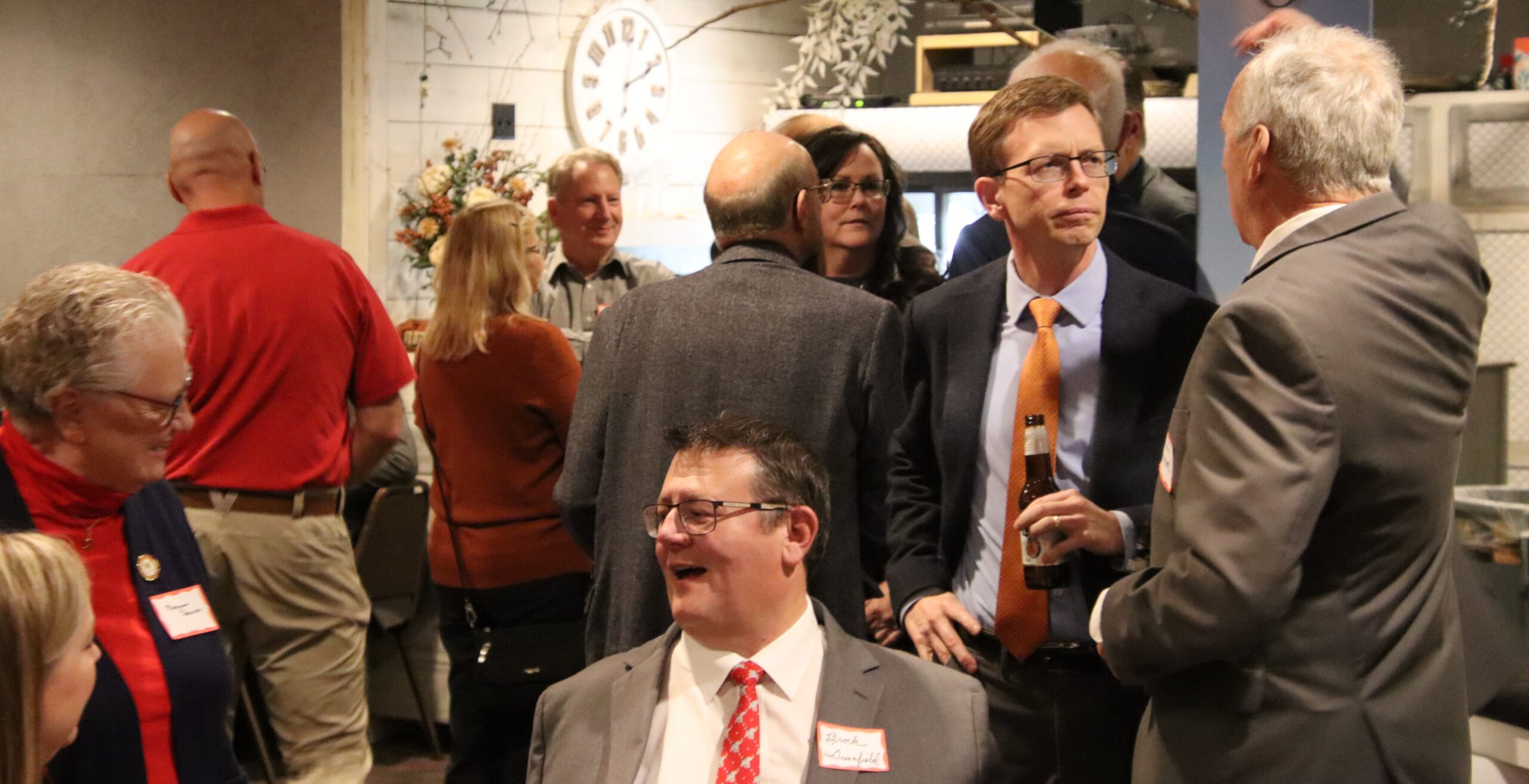 Greenfield and Johnson mix with the guests at the Codington County Lincoln Day Dinner on Friday November 7. Photo by Tucker Hermans Watertown Current