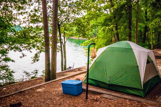 tent by the lake
