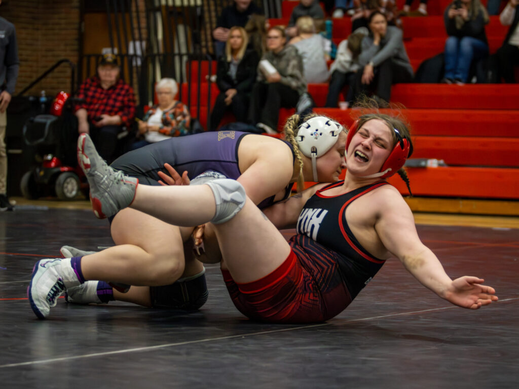 Watertowns Nevaeh Schanbeck after taking down her Brandon Valley opponent