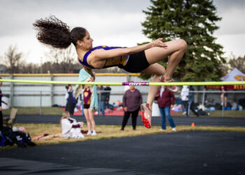Mayla McGhee while competing in high jump