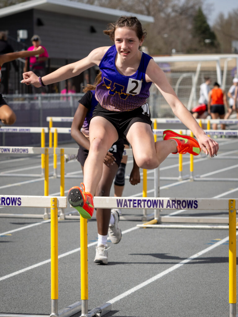Lilly Gerlach while running hurdles