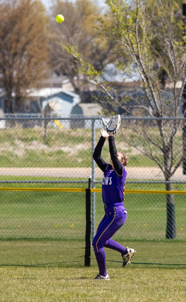 Alexa Brown gets under the ball to catch
